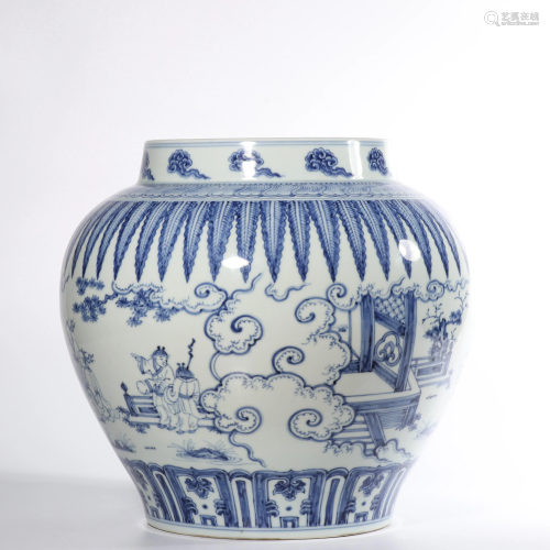 A BLUE AND WHITE 'FIGURAL' JAR .MARK OF CHENGHUA