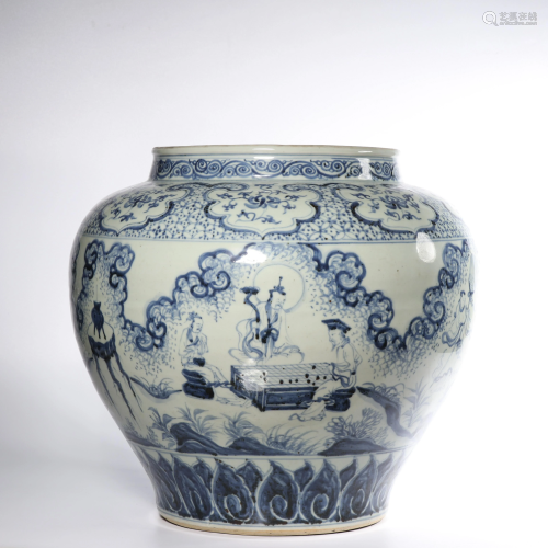 A BLUE AND WHITE JAR.MING PERIOD