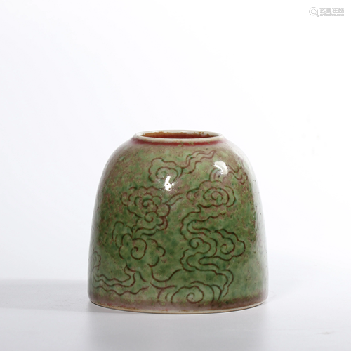 A PEACHBLOOM-GLAZED WATERPOT.MARK OF KANGXI