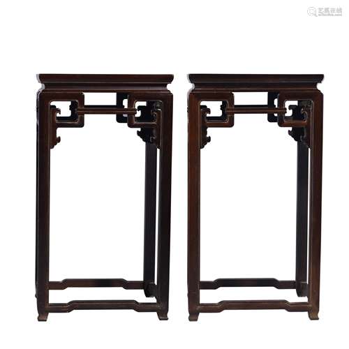 A Pair of Rosewood Flower Stand