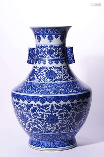 Lotus Pattern Blue and White Porcelain Vase