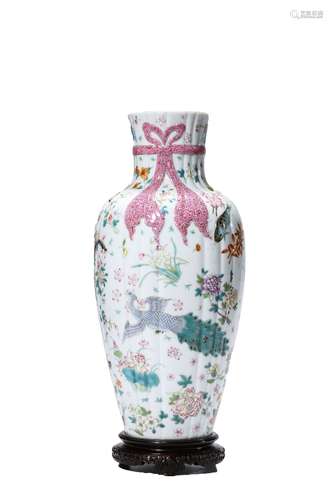 Colored, Flower, Bird, Fish Pattern Vase