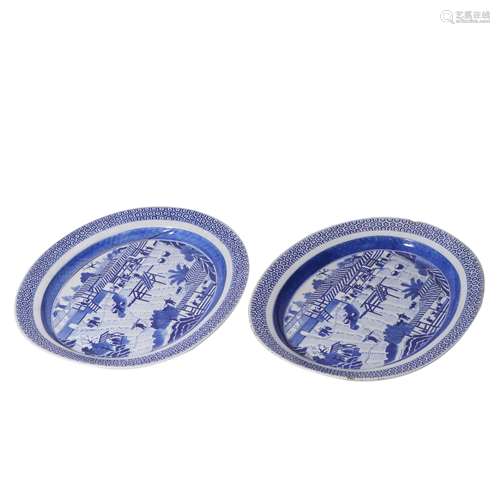 Figure Pattern Blue and White Porcelain Plate