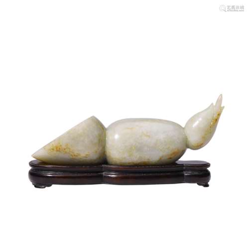 Lotus Root Shape White Jade Ornament