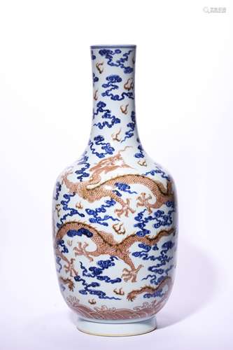 Red Dragon Pattern Blue and White Porcelain 