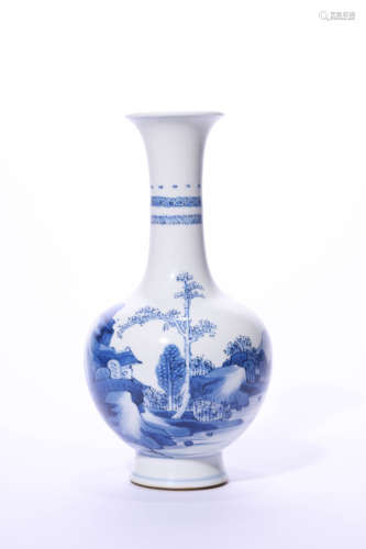 Shanshui Pattern Blue and White Porcelain Vase