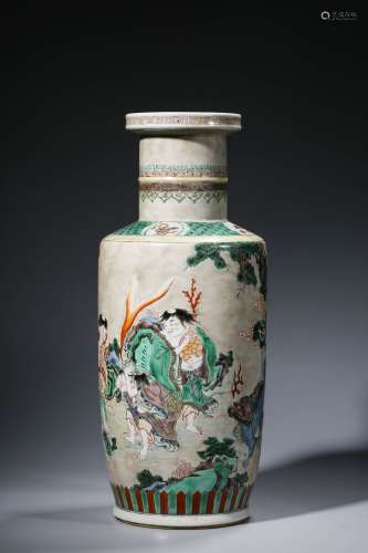 Colored Kangxi Vase with Figures and Animals
