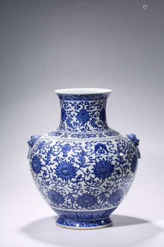 Patterned Blue and White Porcelain Vase