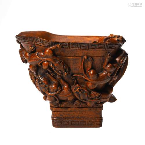 Dragon Pattern Bamboo Cup