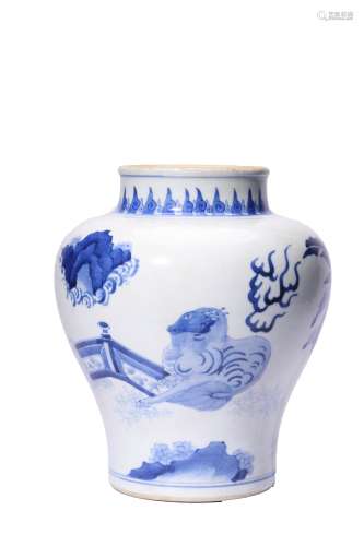 Qilin Pattern Blue and White Porcelain Jar
