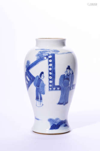 Figure Pattern Blue and White Porcelain Vase