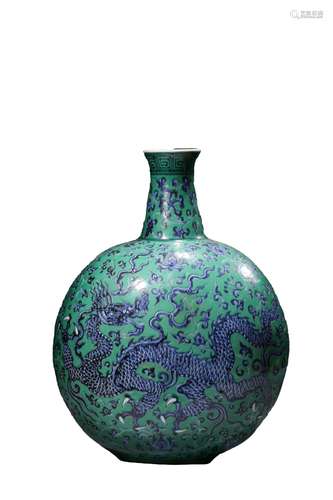 Turquoise Green Dragon Pattern Vase