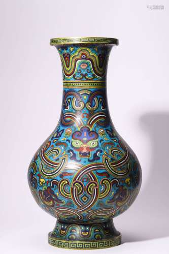 Patterned Cloisonne and Bronze Vase