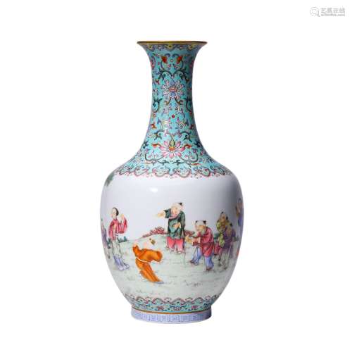 Figure Pattern Pastel Vase