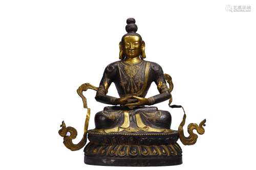 Partially Gilt Bronze Immortal Buddha Statue