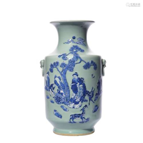 Figure Pattern Blue and White Porcelain Vase