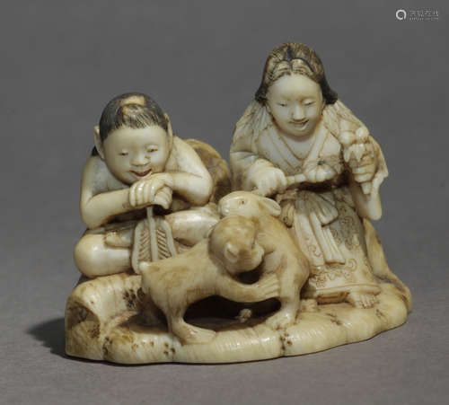 A Japanese netsuke from Meiji period circa 1960-1880. Signed...