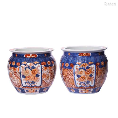 A Pair of Flower Pattern Imari Ware Jar