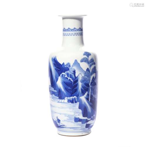 Shanshui Patern Blue and White Porcelain Vase