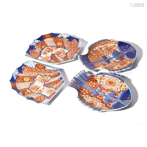 Set of Fish Pattern Imari Ware Plates