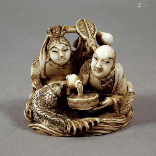 A 19th century Japanese netsuke okimono from Meiji period. S...