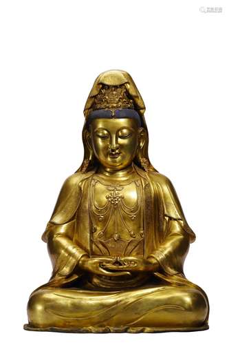 Gilt Sitting Guanyin Statue