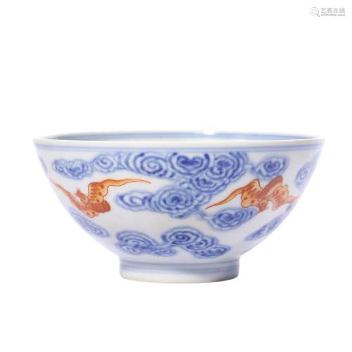 Cloud Pattern Blue and White Porcelain Bowl