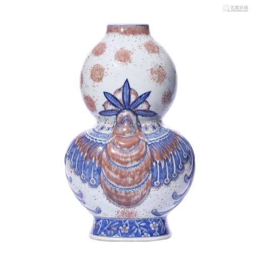 Colored Blue and White Porcelain Gourd Vase