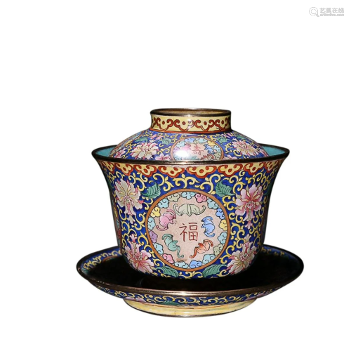 A CANTON ENAMEL COVERED BOWL