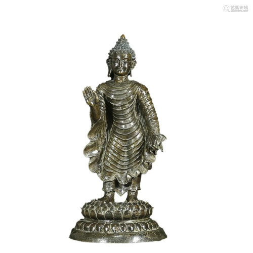 A BRONZE FIGURE OF SAKYAMUNI