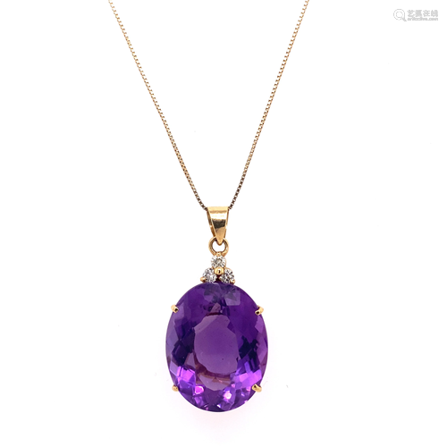 14k Amethyst Diamond Pendant