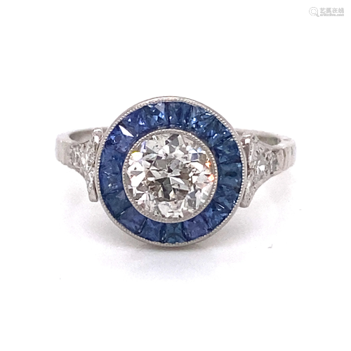 Platinum Diamond Sapphire Ring