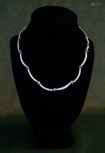 18k Diamond Blue Topaz Necklace