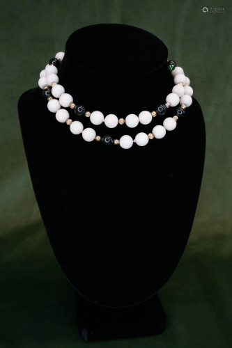 18k Onyx Coral Necklace