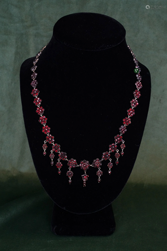 Victorian Vermeil Silver Garnet Necklace