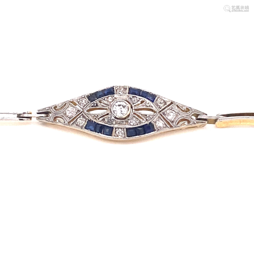 1920’ 18K Platinum Diamond Sapphire Bracelet