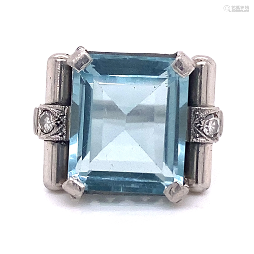 Retro Platinum Aqua Ring