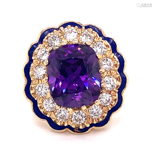 14K Amethyst Diamond Ring