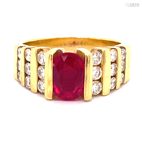 14k Diamond Ruby Ring