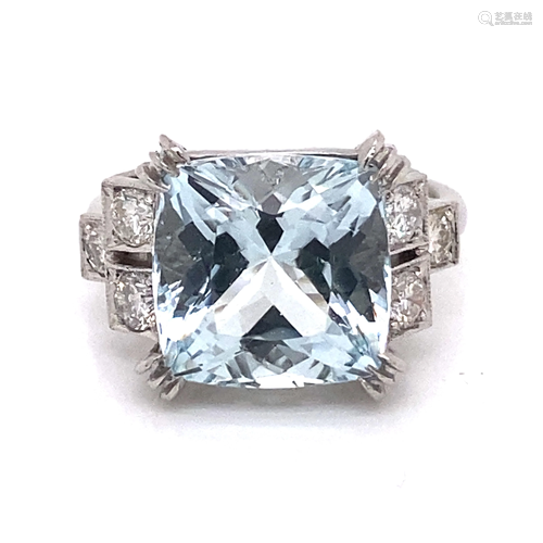 Platinum Aqua Diamond Ring