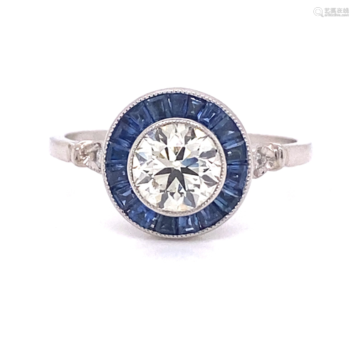 Platinum Sapphire Diamond Ring