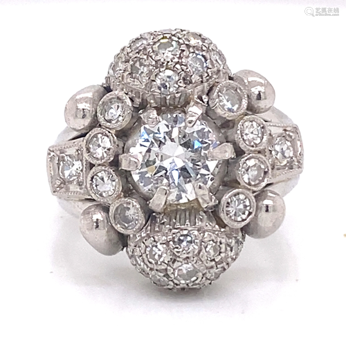 Art Deco Platinum Diamond Chevalier Ring