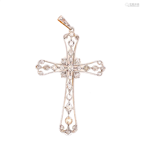 Platinum 20’s Gold Euro Cut Diamond Cross