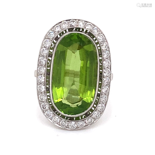 Platinum Peridot Diamond Ring