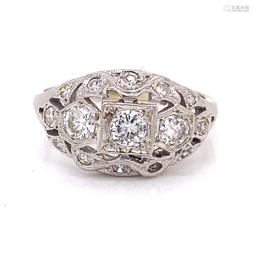 14k 1920’s Cluster Diamond Ring