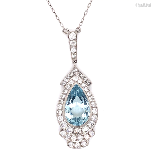 Platinum Diamond Aqua Pendant