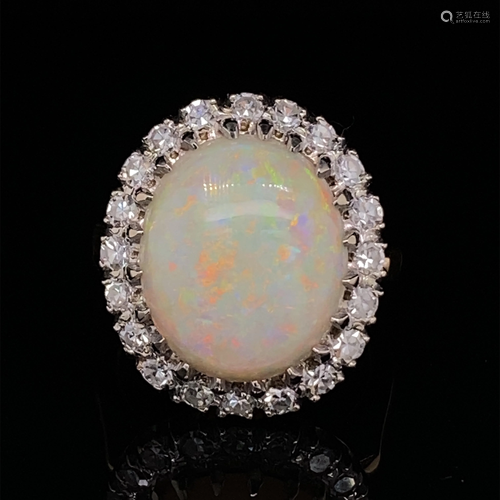 14k Opal Diamond Rosetta Ring