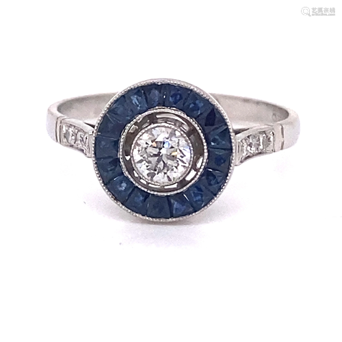 Platinum Diamond Sapphire Ring