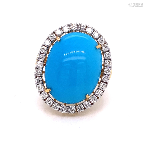 18k Turquoise Diamond Cocktail Ring