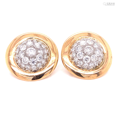 18k Diamond Pave Round Earrings